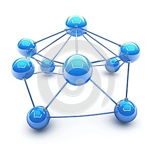 Abstract Blue Spheres Network Connection: Modern Technology Concept