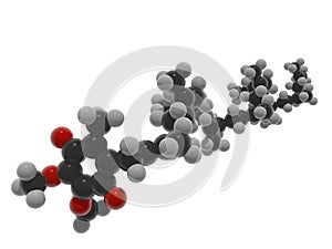 3d graphics of coenzyme Q10 CoQ10 molecule, popular antiaging and longevity supplement, as well as mitochondrial antioxidant photo