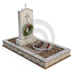 3D grave isolated on white