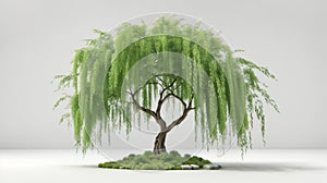 green tree white background , 3d render