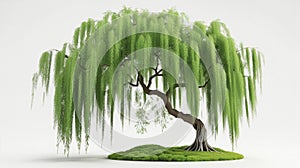 green tree white background , 3d render