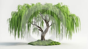 green tree white background , 3d render