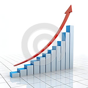 3D growth graph with arrow isolated