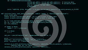 3D Hacking code data flow stream on black. Screen with typing coding symbols