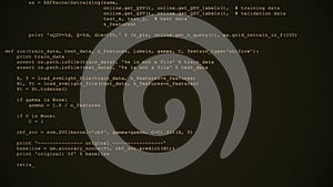 3D Hacking code data flow stream on sepia. Screen with typing coding symbols