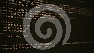3D Hacking code data flow stream on sepia. Screen with typing coding symbols