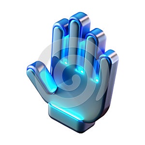 Glowing 3D Hand Icon Illustration Technology Concept Interactive Virtual Experience