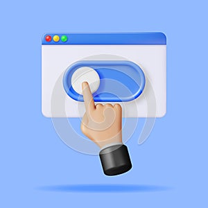 3D Hand and Switch Button in Browser