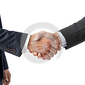 3D handshake between businessmen isolated