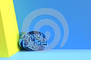 3D Happy Birthday Text Made of Handwriting Flyer Poster Design element