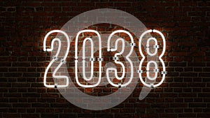 3D 2038 Happy New Year Neon Light