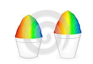 3D Hawaiian Shave Ice on white bowl, vector