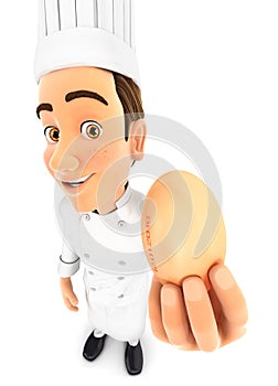 3d head chef holding an egg
