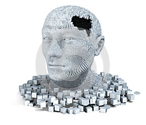 3D head consisting of cubes photo