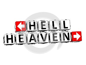 3D Heaven Hell Button Click Here Block Text