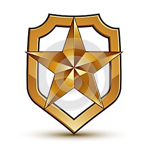 3d heraldic vector template with pentagonal golden star photo