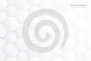 3D Hexagon Blocks White Vector Abstract Background