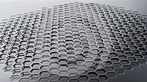3D Hexagonal Grid Pattern in Metallic Grey