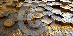 3D Hexagonal Texture Background Design , Abstract 3D Hexagon Pattern Rendering , Geometric Hexagonal 3D Texture Background