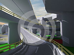 3D highway interchange. 3d imagen photo