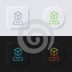 3D Hologram objects icon set, Multicolor neumorphism button soft UI Design.