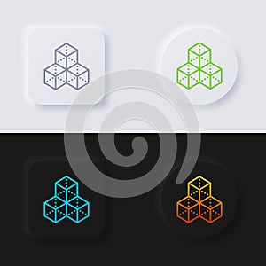 3D Hologram objects icon set, Multicolor neumorphism button soft UI Design.