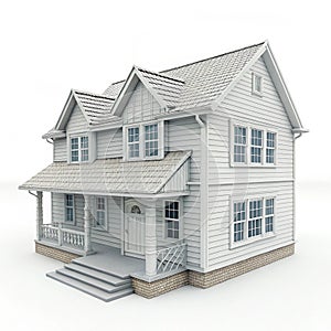 3D house model isolated on white background