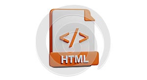 3D HTML File Icon with Code Symbol