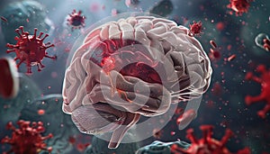 3D Human Brain Illustration with Parkinson\'s Effects photo