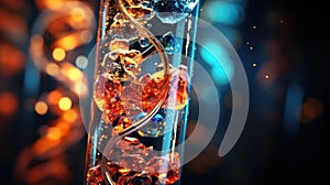 3d human dna under microscope. Created with Generative AI