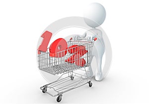 3D human holding Shopping Cart