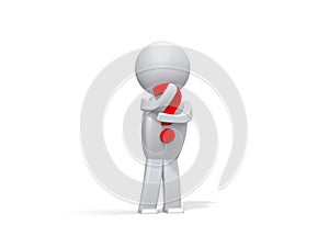 3d human with a red question mark
