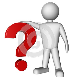 3d human with a red question mark
