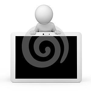 3d human and a tablet pc