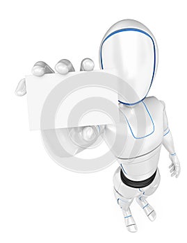 3D Humanoid robot with a blank card photo