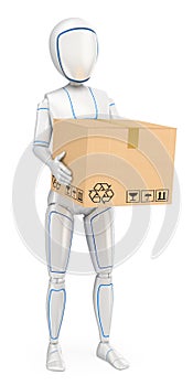 3D Humanoid robot delivering a package photo