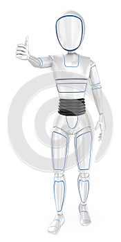 3D Humanoid robot with thumb up photo