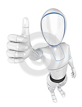 3D Humanoid robot with thumb up photo