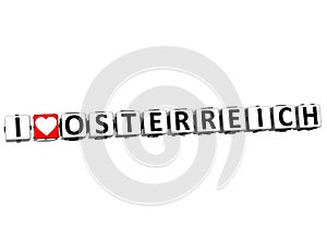3D I Love Osterreich Button Click Here Block Text photo