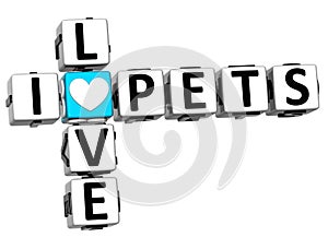3D I Love Pets Crossword Block text