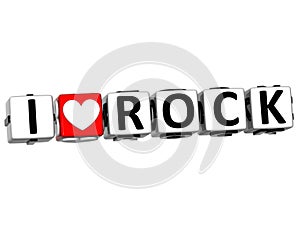 3D I Love Rock Button Click Here Block Text