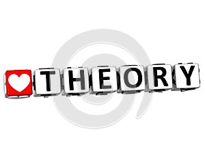 3D I Love Study Button Block text on white background