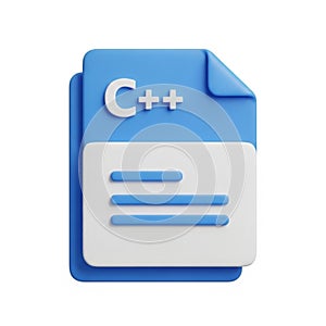 3D Icon of aC++ Programming Document File with Code Lines coding software