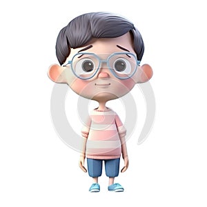 3D icon avatar people kawaii cartoon boy wearer of glasses a smiling man. Bright portrait of a teenage character isolated photo