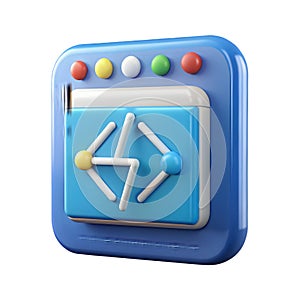 3D Icon of a Code Editor Window