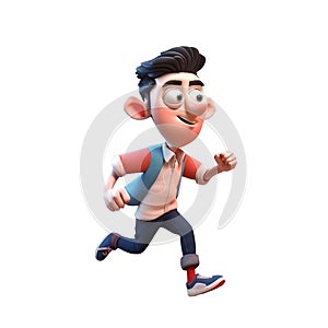 3d icon cute Young smiling Happy running man, people character illustration. Cartoon boy minimal style on Isolated Transparent png