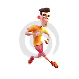 3d icon cute Young smiling Happy running man, people character illustration. Cartoon boy minimal style on Isolated Transparent png