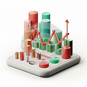 3D icon of financial commodities trading on a white background