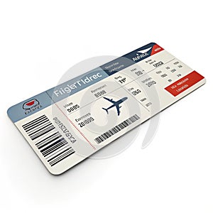 Flight ticket 3D icon isolated on white background
