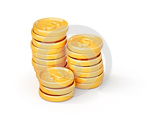 3d icon of gold coins stack on a white background.
